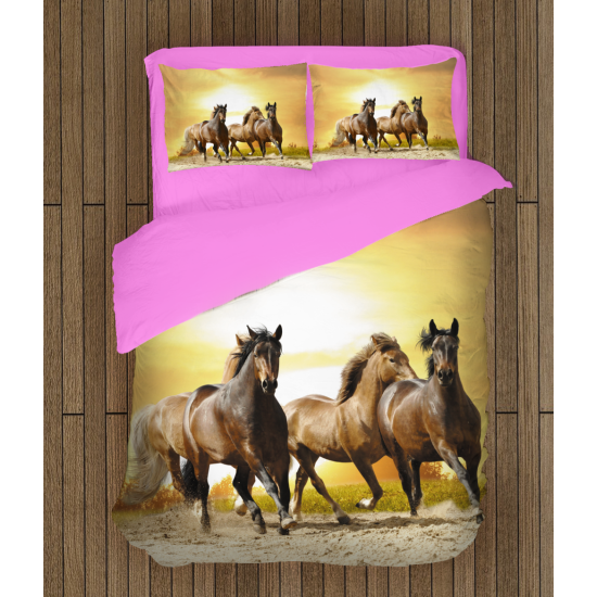 3D ágynemű - Horses Sunset