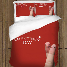 3D piros ágynemű - Happy Valentine Day Couple