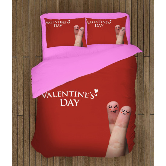 3D piros ágynemű - Happy Valentine Day Couple