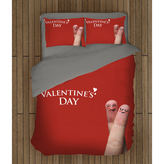 3D piros ágynemű - Happy Valentine Day Couple