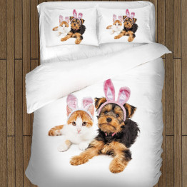 3D Húsvéti ágyneműhuzat - Easter Dog and Cat 