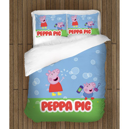 Peppa Malac gyerek paplan párnahuzat szett - Peppa Pig Bubbles