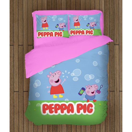 Peppa Malac gyerek paplan párnahuzat szett - Peppa Pig Bubbles