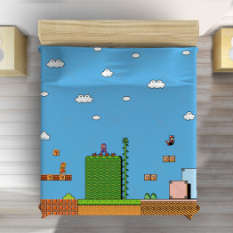 Super Mario ágytakaró - Super Mario Blue Background