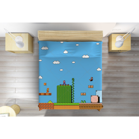 Super Mario ágytakaró - Super Mario Blue Background