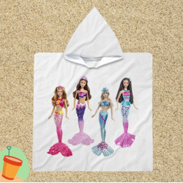 Gyerek poncsó törölköző Barbie sellők - Barbie Mermaids