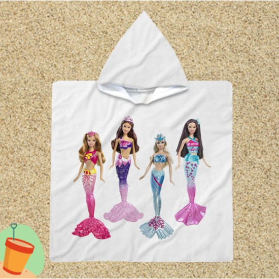 Gyerek poncsó törölköző Barbie sellők - Barbie Mermaids