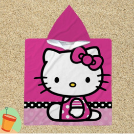 Hello Kitt gyerek poncsó törölköző - Hello Kitty Magenta