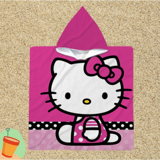 Hello Kitt gyerek poncsó törölköző - Hello Kitty Magenta