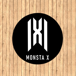 Fekete-fehér kerek szőnyeg - Monsta X Logo