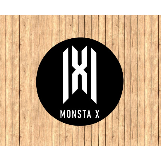 Fekete-fehér kerek szőnyeg - Monsta X Logo