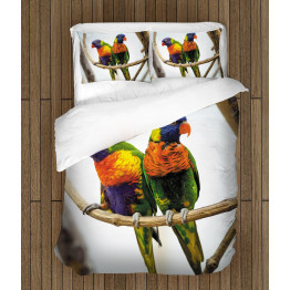 3D szép paplan szett - Colorful Parrots