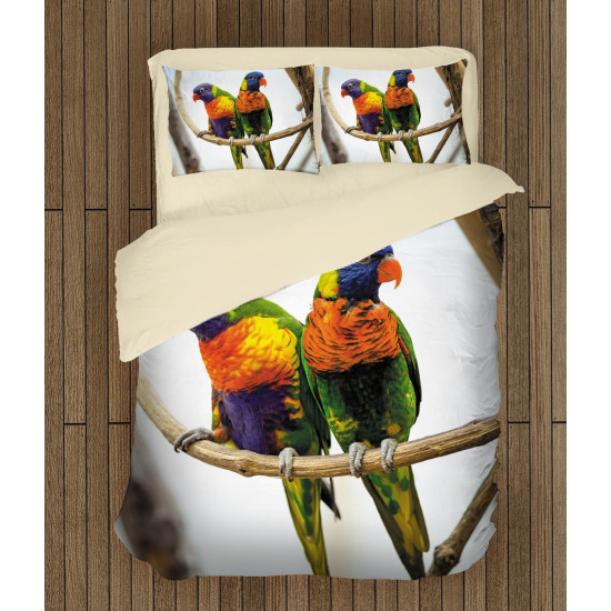 3D szép paplan szett - Colorful Parrots