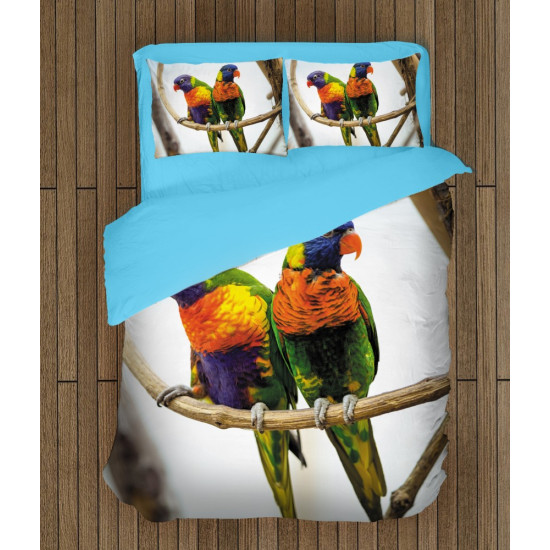 3D szép paplan szett - Colorful Parrots