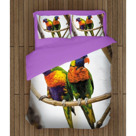 3D szép paplan szett - Colorful Parrots